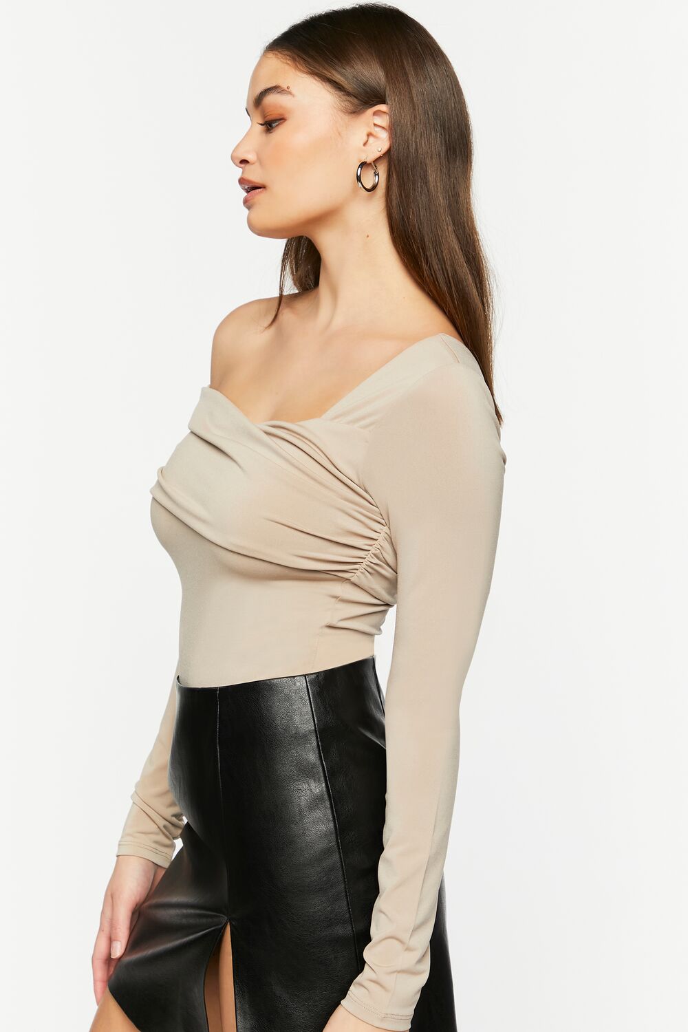 Asymmetrical Neckline Bodysuit - Image 2