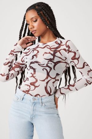 Mesh Abstract Print Top