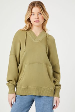 French Terry Drop-Sleeve Hoodie