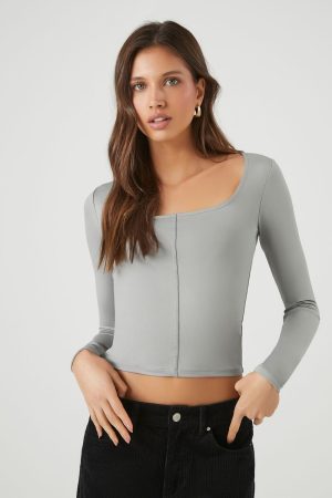 Fitted Long-Sleeve Crop Top