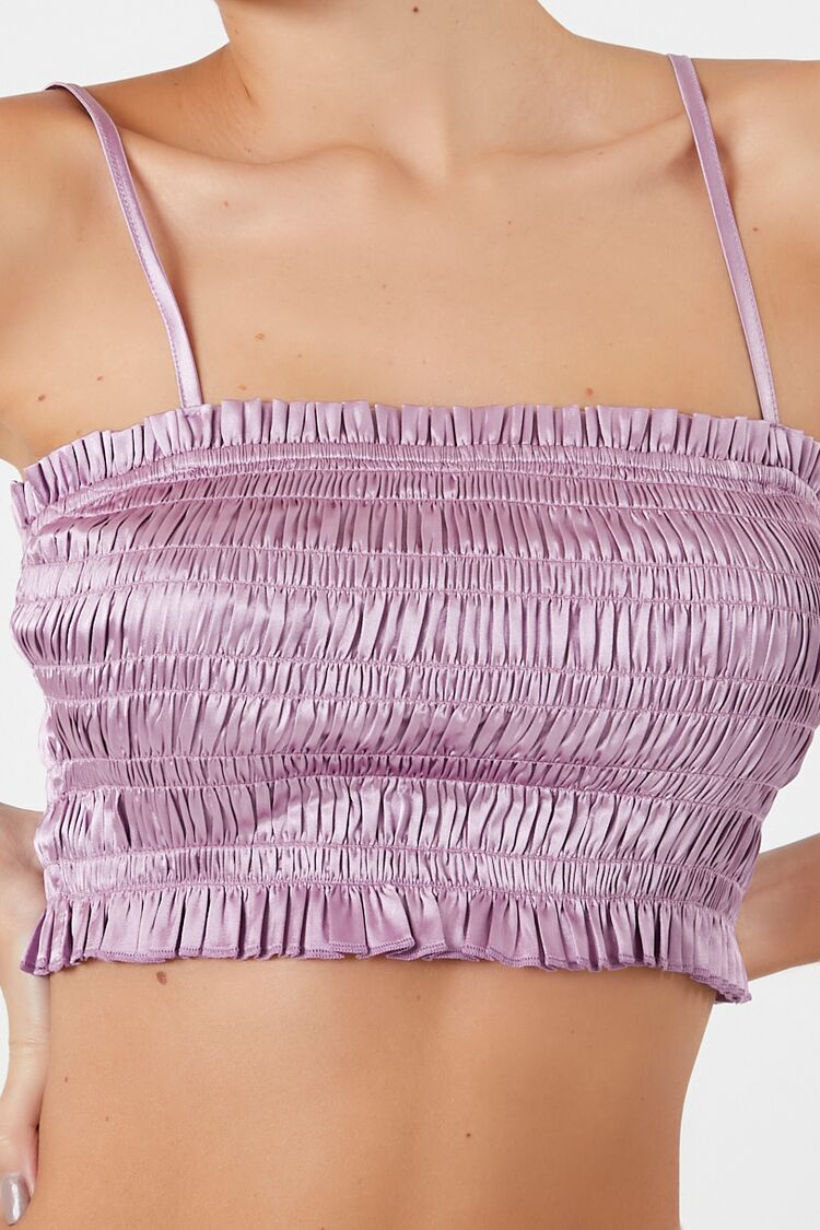 Smocked Satin Cropped Cami - Image 5
