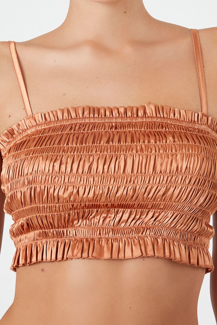 Smocked Satin Cropped Cami - Image 10