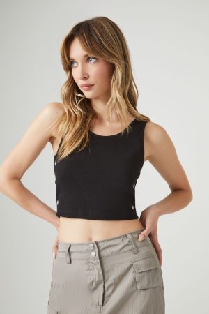 Eyelet Cropped Tank Top