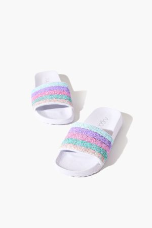 Girls Striped Sequin Slides (Kids)