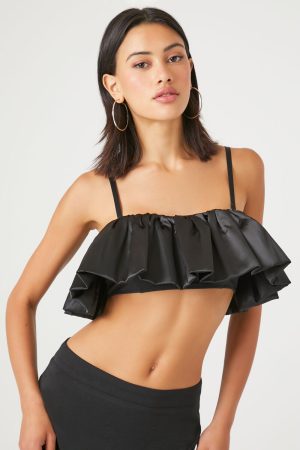 Satin Ruffle Cropped Cami