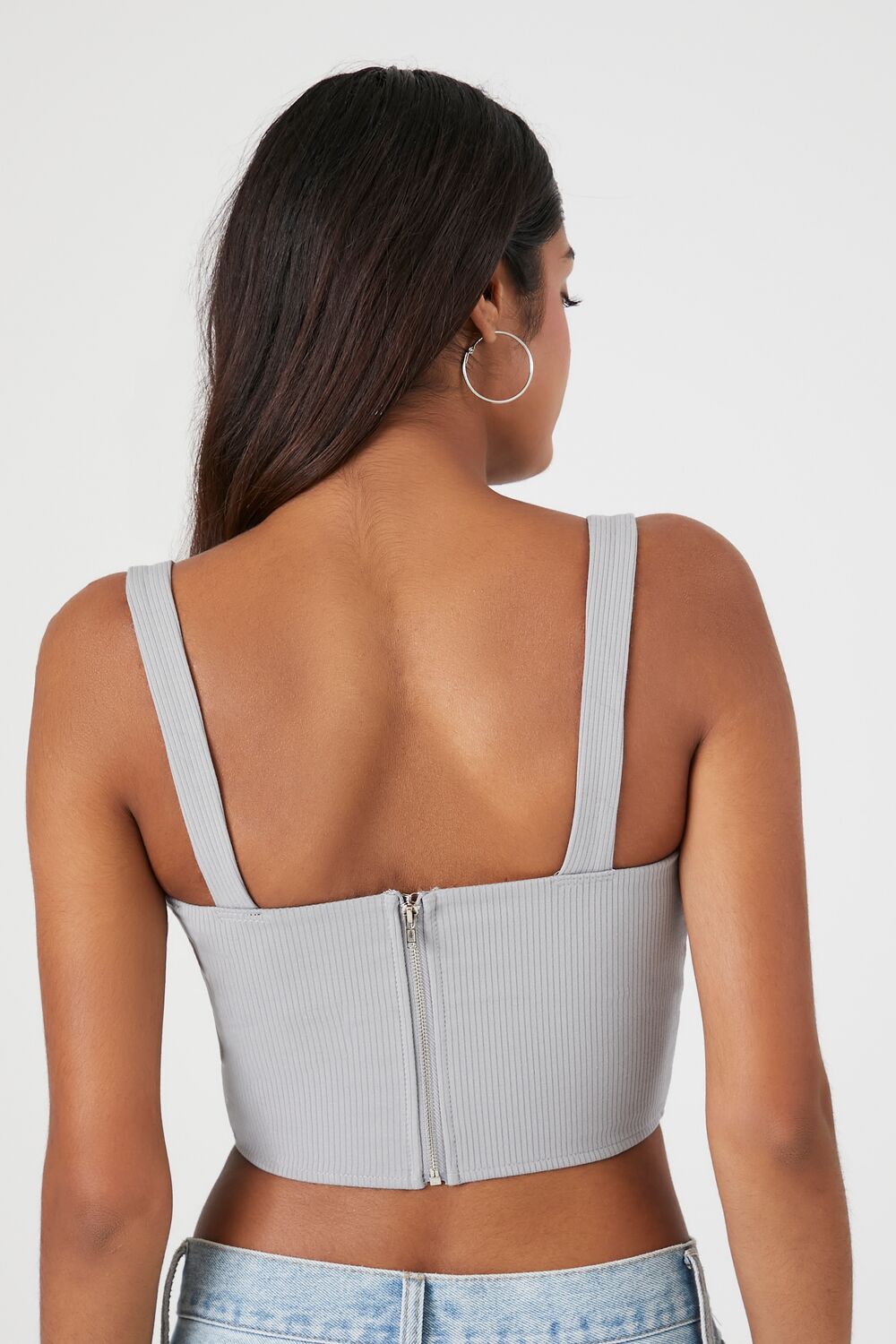 Ribbed Rose Cropped Bustier Top - Image 3