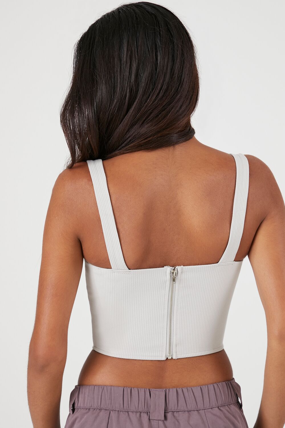 Ribbed Rose Cropped Bustier Top - Image 8