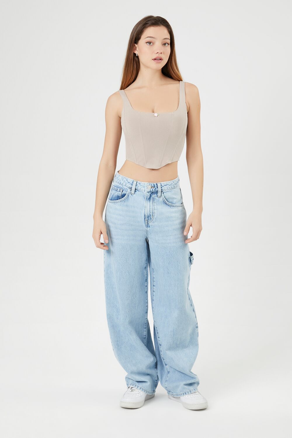 Ribbed Rose Cropped Bustier Top - Image 14