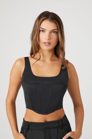 Lace-Up Corset Crop Top