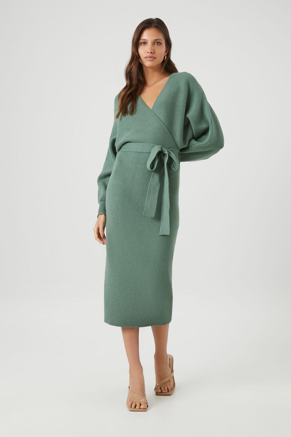 Sweater Midi Wrap Dress - Image 6