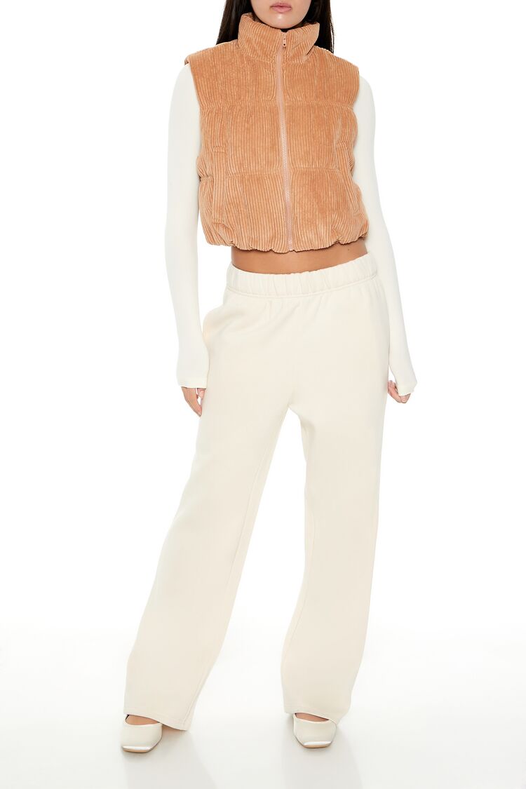 Cropped Funnel Neck Corduroy Vest - Image 2