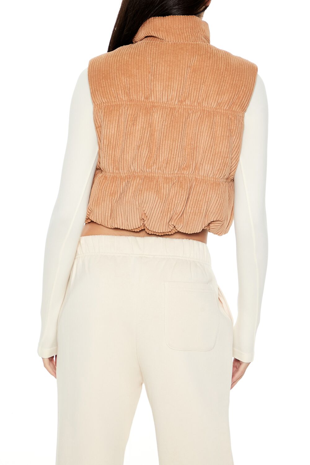 Cropped Funnel Neck Corduroy Vest - Image 5