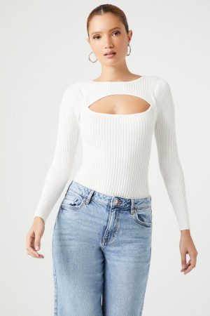 Cutout Sweater-Knit Bodysuit