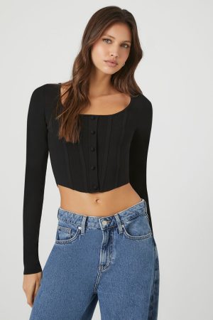 Sweater-Knit Seam Crop Top