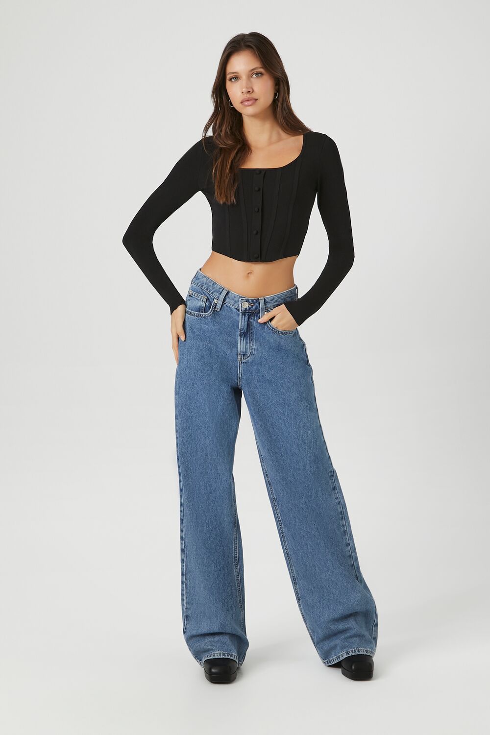 Sweater-Knit Seam Crop Top - Image 4