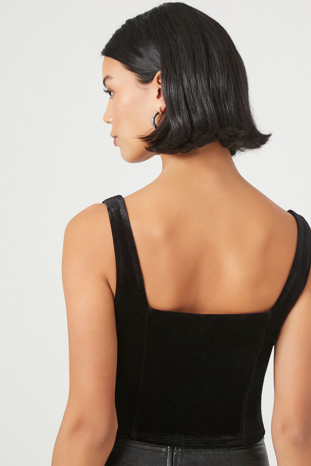 Velvet Hook-and-Eye Crop Top - Image 3