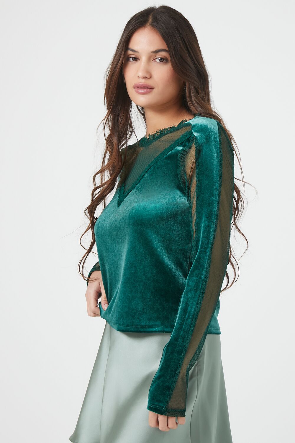 Sheer Lace Velvet Top - Image 7