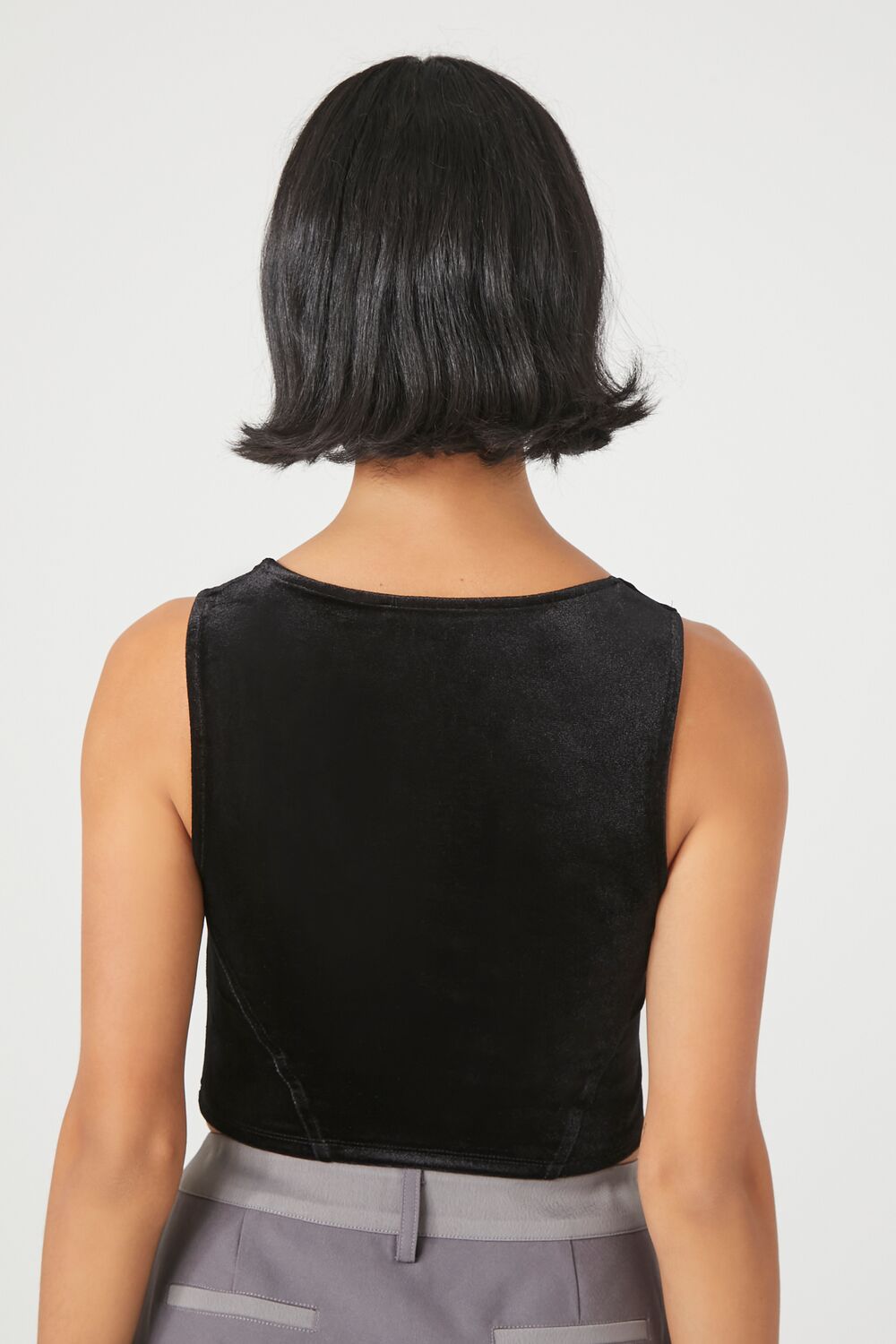 Velvet Bustier Cropped Tank Top - Image 3