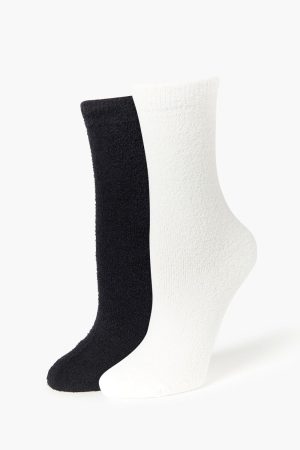 Fuzzy Knit Crew Socks Set - 2 pack