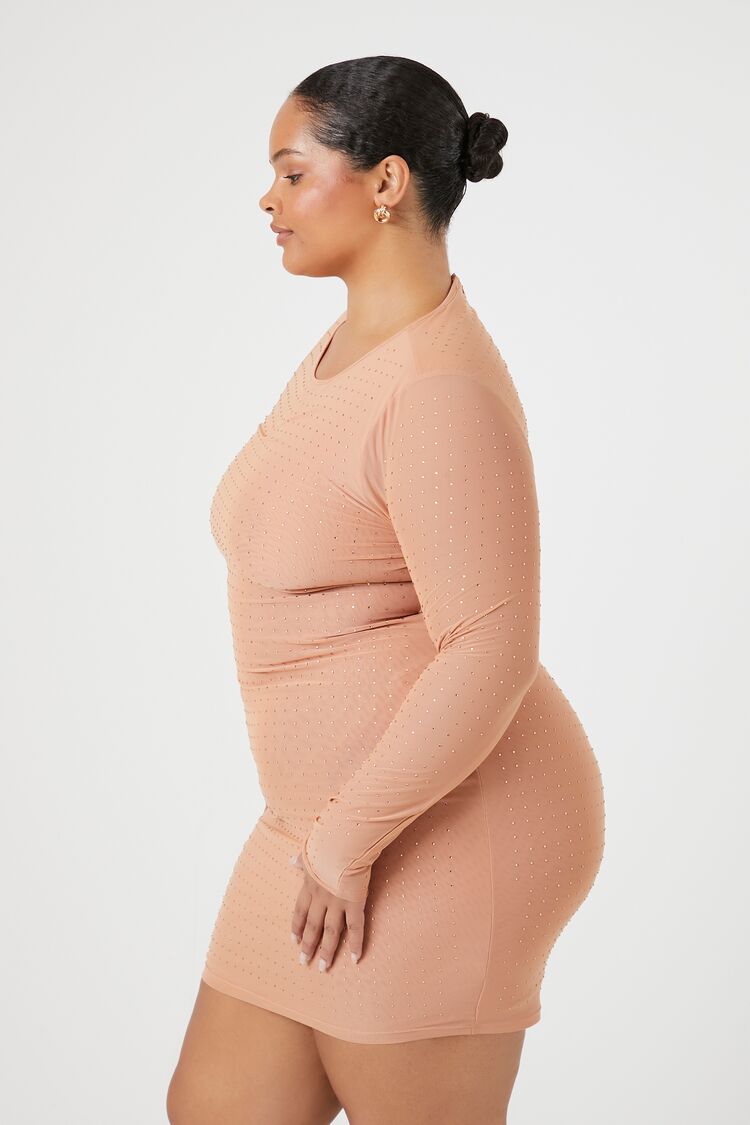 Plus Size Rhinestone Mesh Dress - Image 2