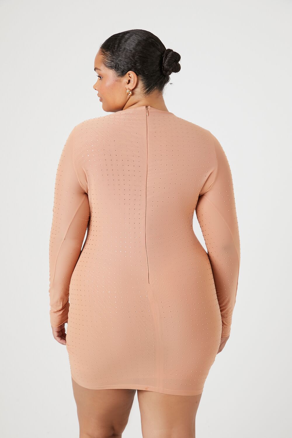 Plus Size Rhinestone Mesh Dress - Image 3