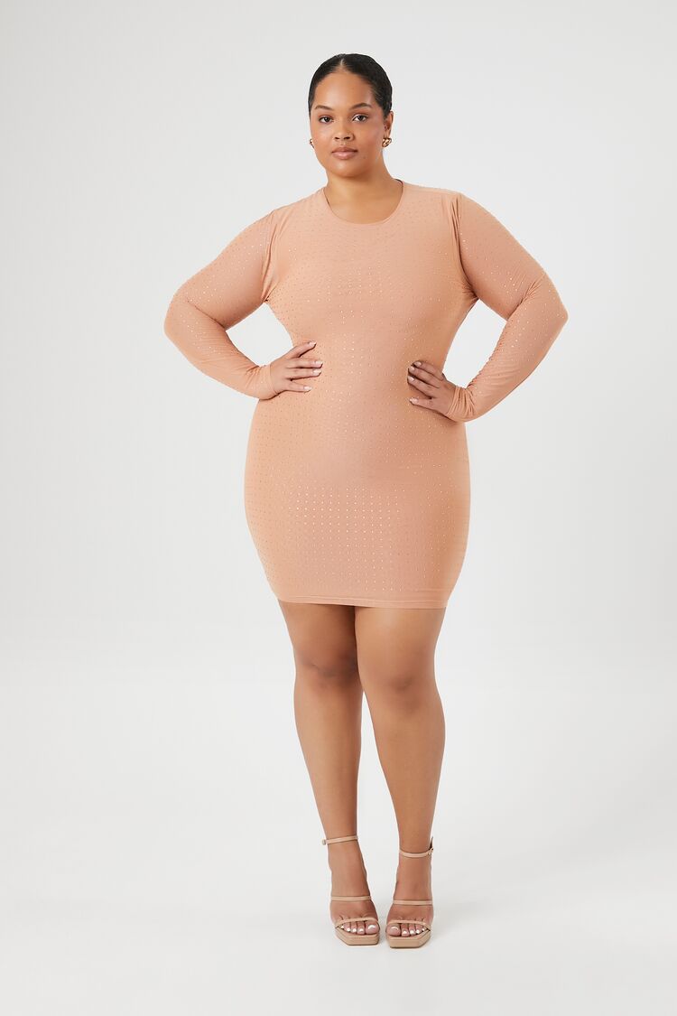 Plus Size Rhinestone Mesh Dress - Image 4