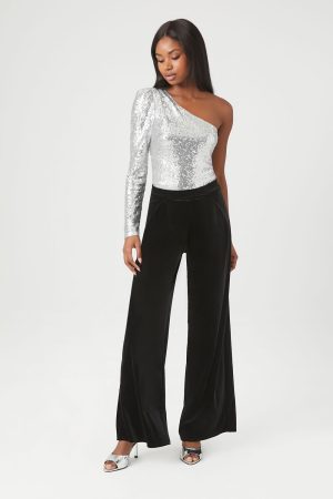 Velvet Wide-Leg Pants