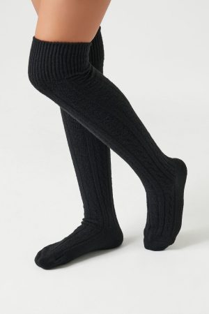 Cable Knit Knee-High Socks