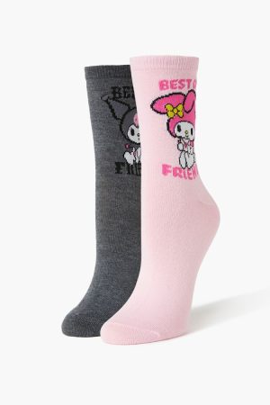 Kuromi & My Melody Crew Socks Set - 2 pack