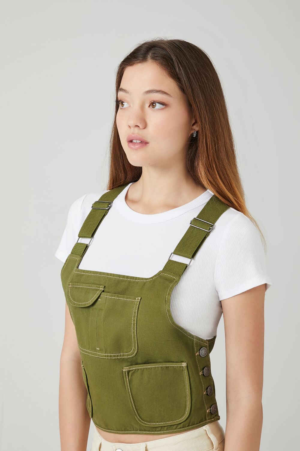 Twill Overall Crop Top - Image 2