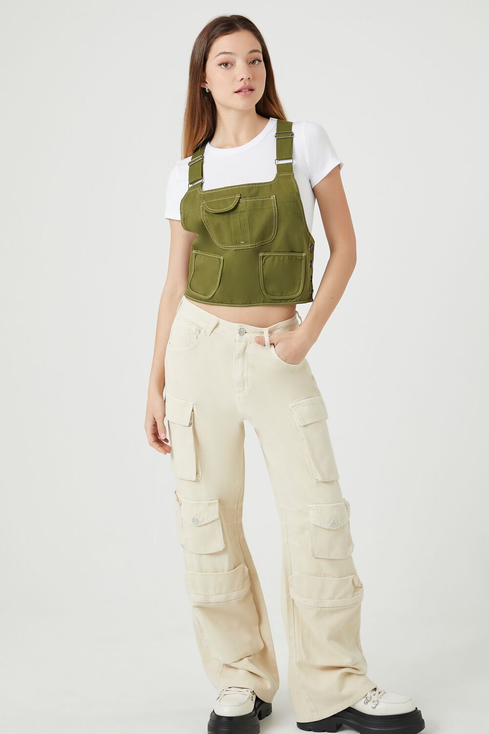 Twill Overall Crop Top - Image 4