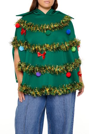 Plus Size Christmas Tree Poncho