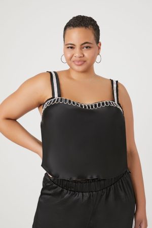 Plus Size Rhinestone-Trim Cami