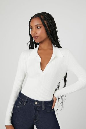 Ribbed Sweater-Knit Bodysuit