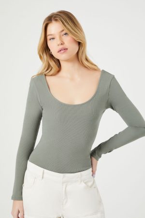 Cotton-Blend Scoop Bodysuit