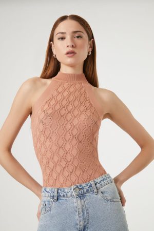 Pointelle Sweater-Knit Bodysuit