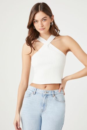 Sweater-Knit Crisscross Crop Top