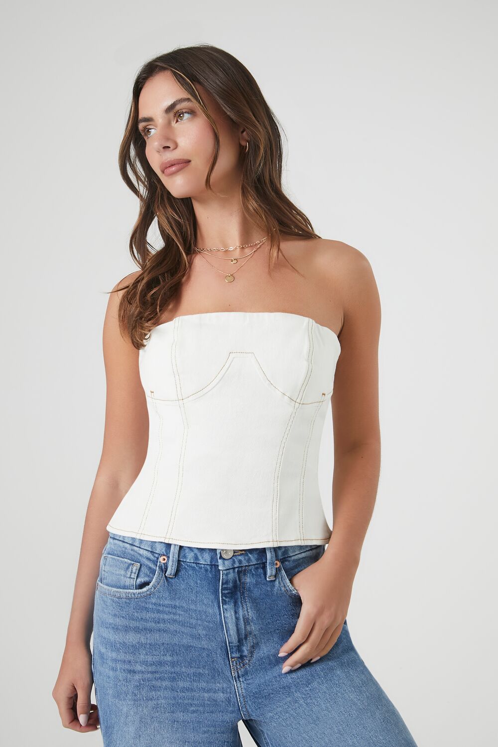 Denim Bustier Tube Top - Image 6