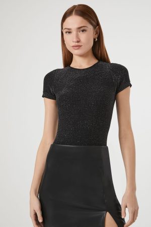 Glitter Knit Crew Tee Bodysuit