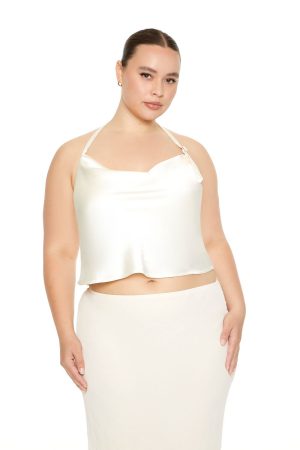 Plus Size Satin Halter Top