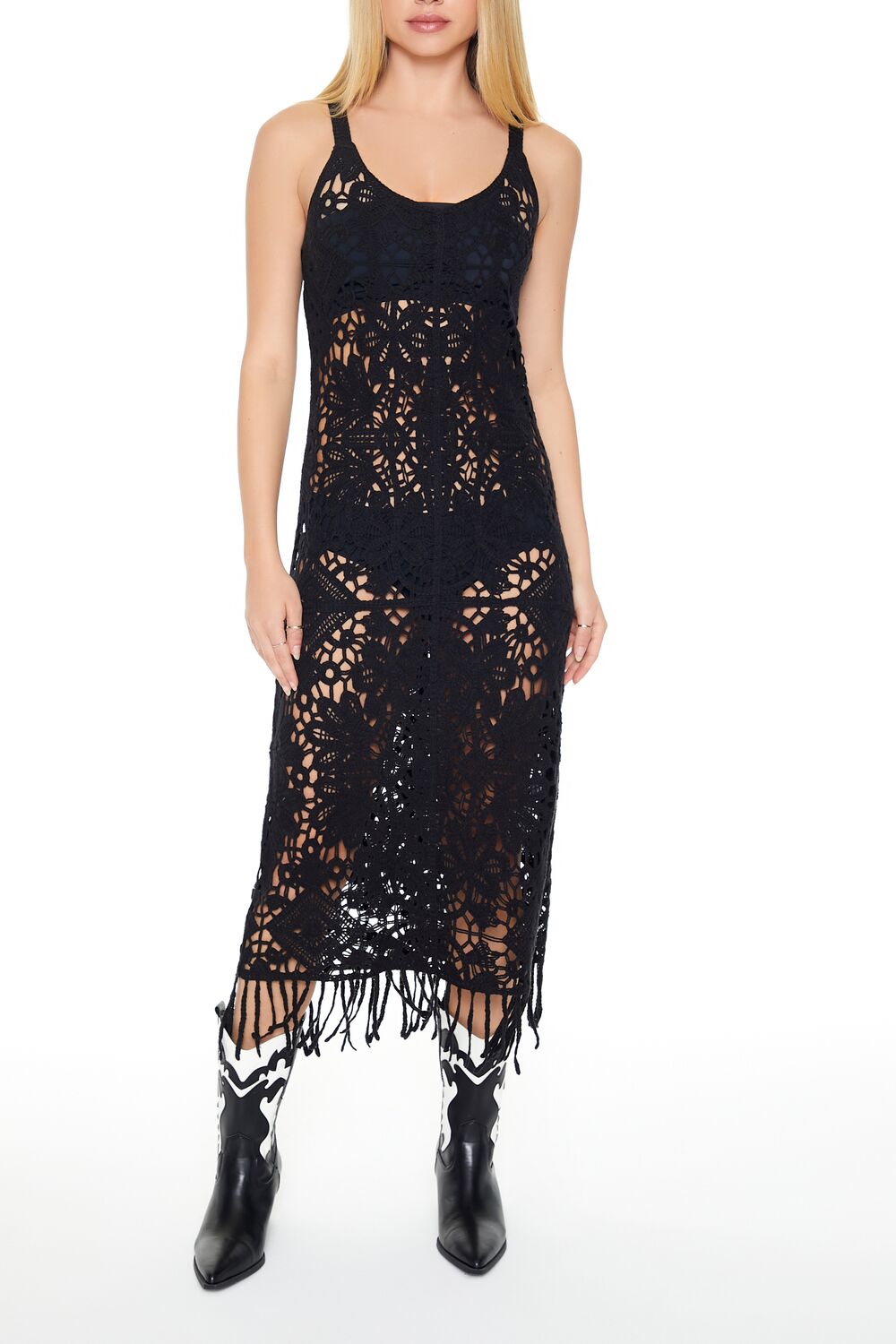 Crochet Fringe Midi Dress - Image 8