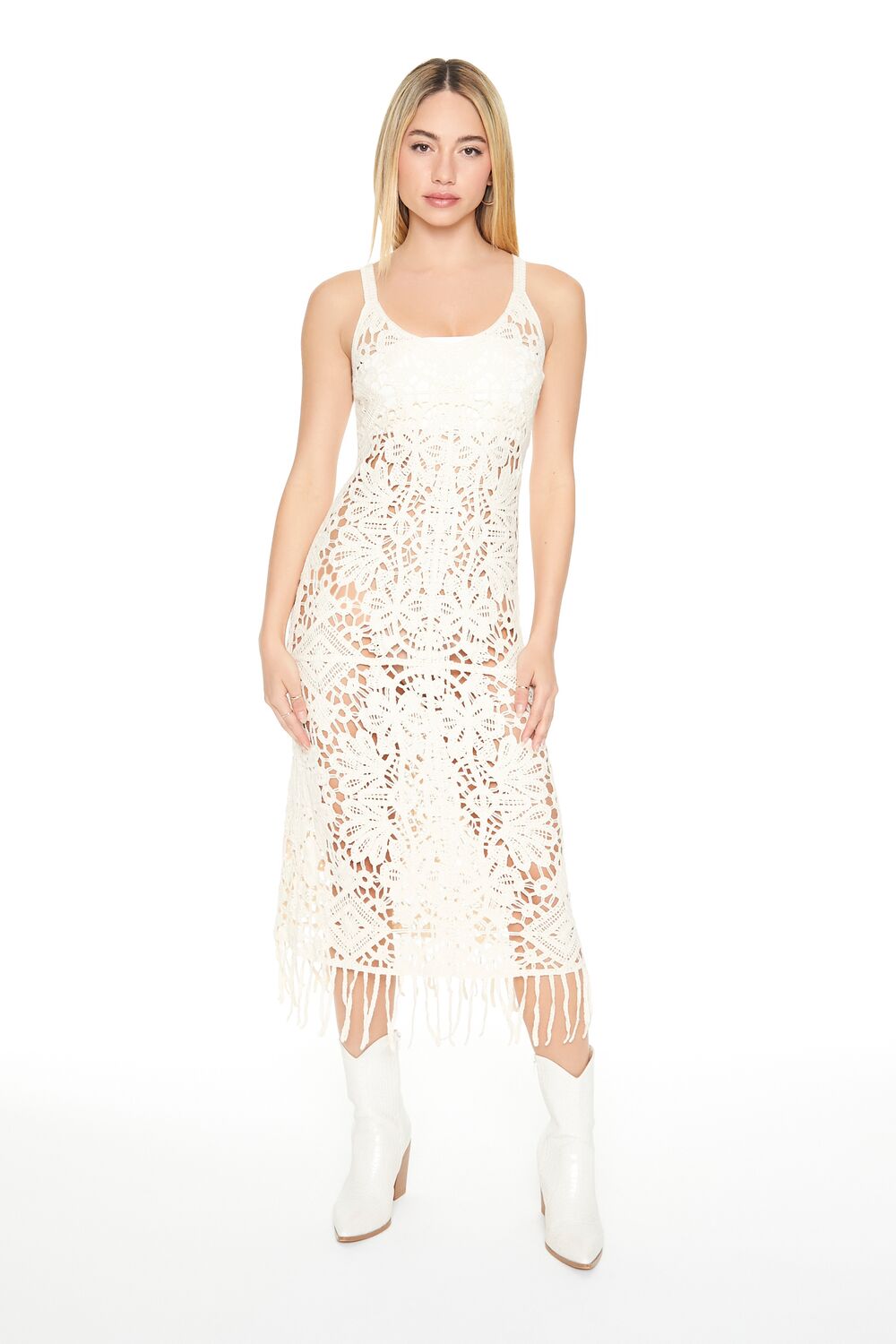 Crochet Fringe Midi Dress