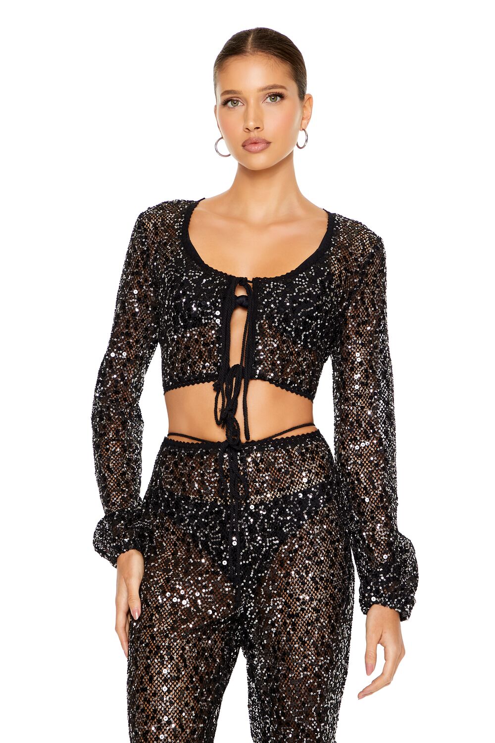 Sequin Crop Top & Pants Set - Image 5