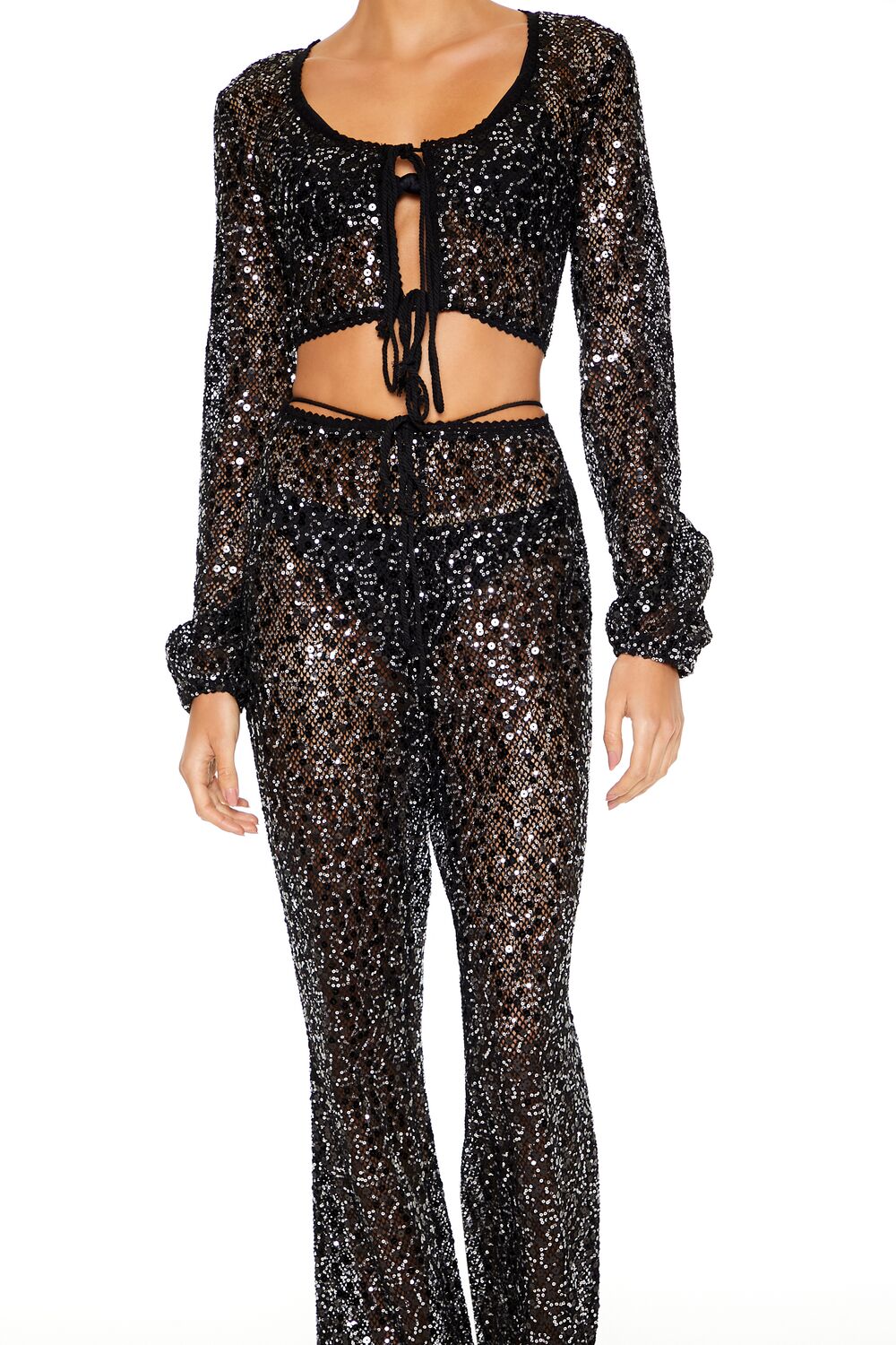 Sequin Crop Top & Pants Set - Image 3
