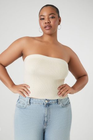 Plus Size Sweater-Knit Tube Top