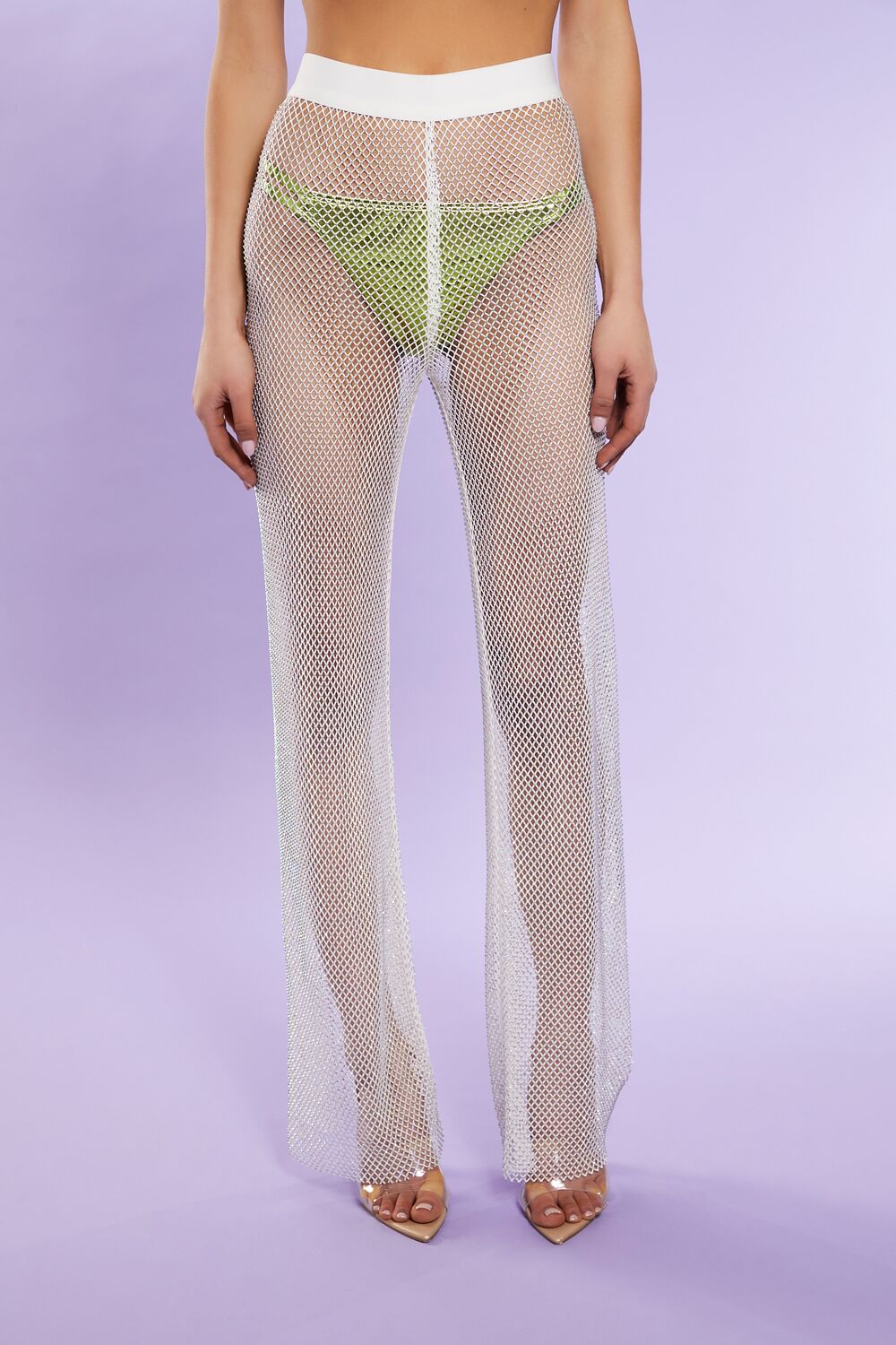 Rhinestone Netted Wide-Leg Pants - Image 2
