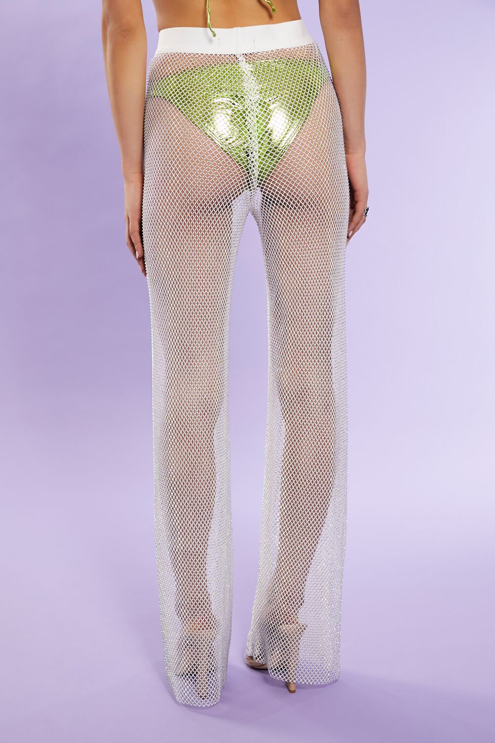 Rhinestone Netted Wide-Leg Pants - Image 5