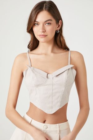 Pinstriped Bustier Cropped Cami