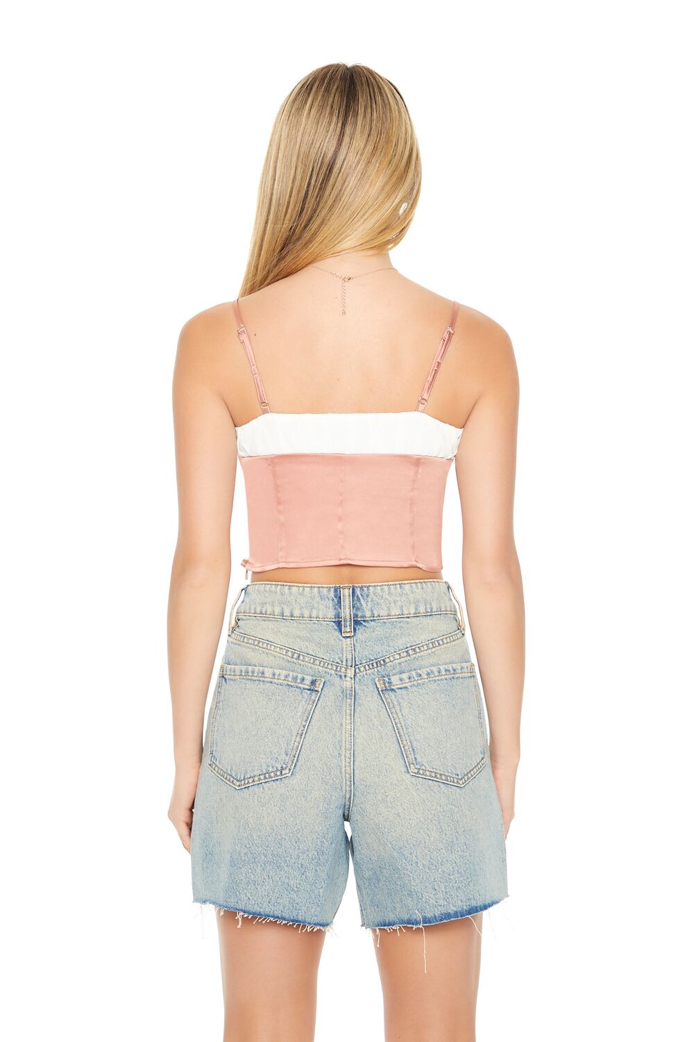 Cropped Satin Colorblock Cami - Image 3