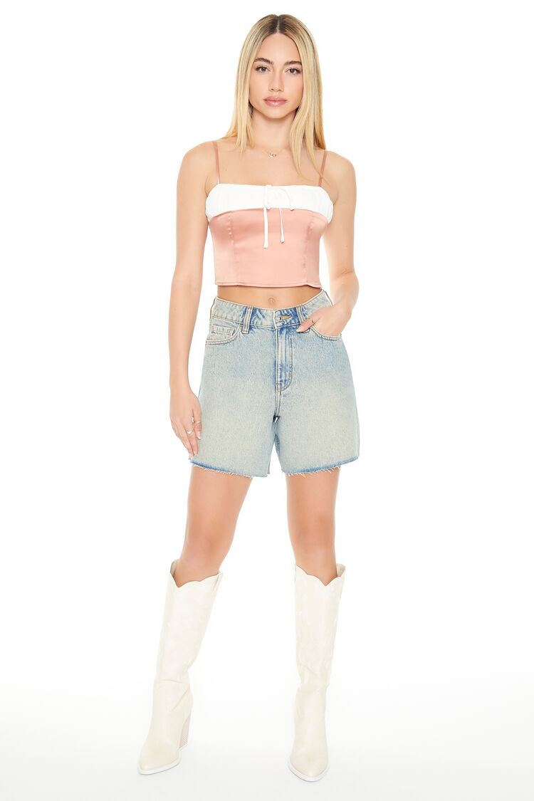 Cropped Satin Colorblock Cami - Image 4